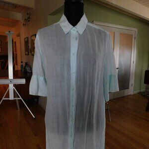 Chico's Mint Cotton Sheer Topper, Cover up, or Dress Size 3 (XL)